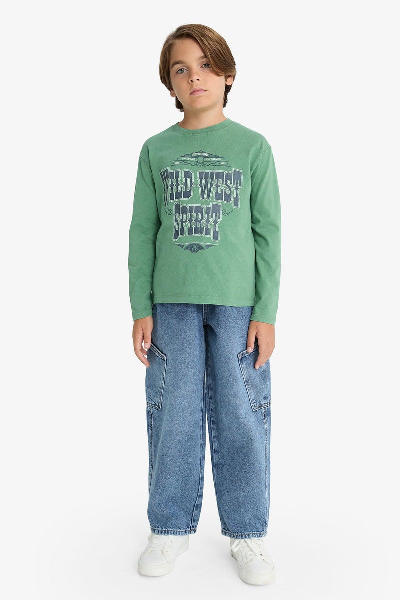 ديفاكتو تيشيرت اولادي كم طويل قصة عادية برقبة مستديرة - Image 5